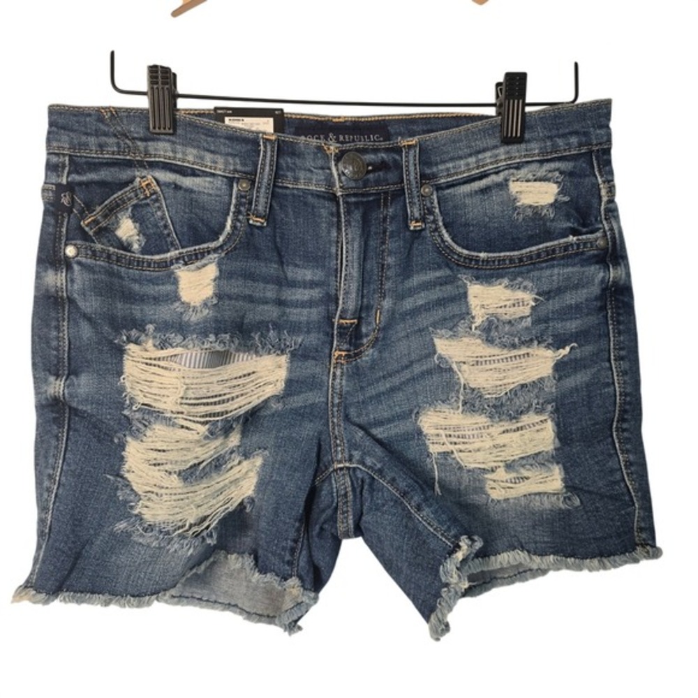 🆕️ NWT - Rock Republic Hula Distressed Denim Jean Shorts Womens Size 8 Blue